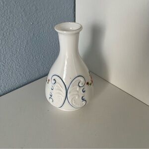Elegant White and Blue Vase with Intricate Accents